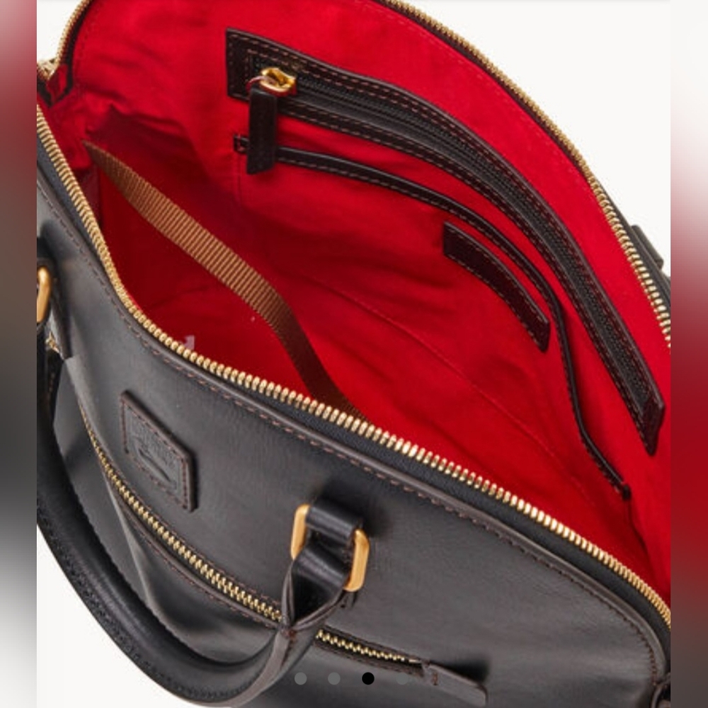 New Dooney Bourke Florentine Leather Domed Satchel Black - Picture 4 of 15